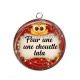 Pendentif Cabochon Argent - pour une chouette tata