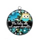 Pendentif Cabochon Argent - ma tatie elle est super chouette