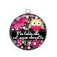 Pendentif Cabochon Argent - ma tatie elle est super chouette