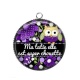 Pendentif Cabochon Argent - ma tatie elle est super chouette