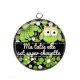Pendentif Cabochon Argent - ma tatie elle est super chouette