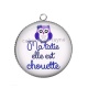 Pendentif Cabochon Argent - ma tatie elle est chouette