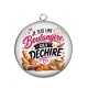 Pendentif Cabochon Argent - je suis une boulangère qui déchire
