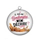 Pendentif Cabochon Argent - je suis une boulangère qui déchire