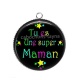 Pendentif Cabochon Argent - tu es une super maman