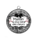 Pendentif Cabochon Argent - maman la plus belle des fleurs