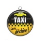 Pendentif Cabochon Argent - taxi qui déchire