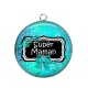 Pendentif Cabochon Argent - super maman
