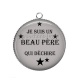 Pendentif Cabochon Argent - je suis un beau père qui déchire