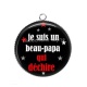 Pendentif Cabochon Argent - je suis un beau papa qui déchire