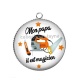 Pendentif Cabochon Argent - mon papa il est magicien