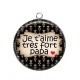 Pendentif Cabochon Argent - je t'aime très papa