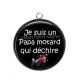 Pendentif Cabochon Argent - je suis un papa motard qui déchire