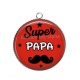 Pendentif Cabochon Argent - super papa