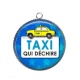 Pendentif Cabochon Argent - taxi qui déchire