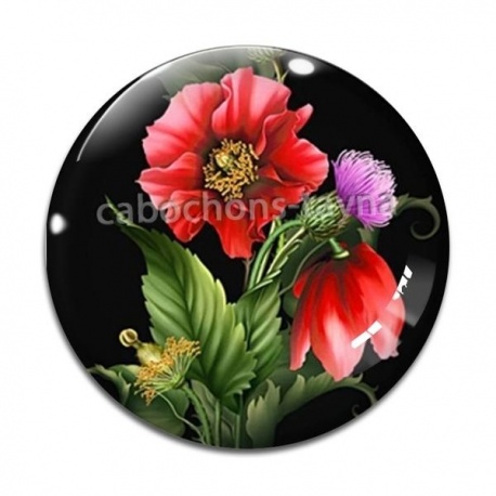Cabochon Verre - fleur exotique