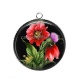 Pendentif Cabochon Argent - fleur exotique