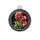 Pendentif Cabochon Argent - fleur exotique