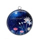 Pendentif Cabochon Argent - fleur