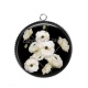 Pendentif Cabochon Argent - coquelicot blanc