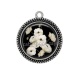 Pendentif Cabochon Argent - coquelicot blanc