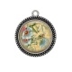 Pendentif Cabochon Argent - fleur