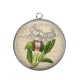 Pendentif Cabochon Argent - fleur exotique