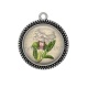Pendentif Cabochon Argent - fleur exotique