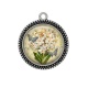 Pendentif Cabochon Argent - fleur exotique