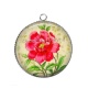 Pendentif Cabochon Argent - coquelicot