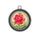 Pendentif Cabochon Argent - coquelicot