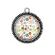 Pendentif Cabochon Argent - fleur