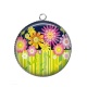 Pendentif Cabochon Argent - fleur