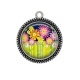Pendentif Cabochon Argent - fleur