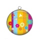Pendentif Cabochon Argent - fleur