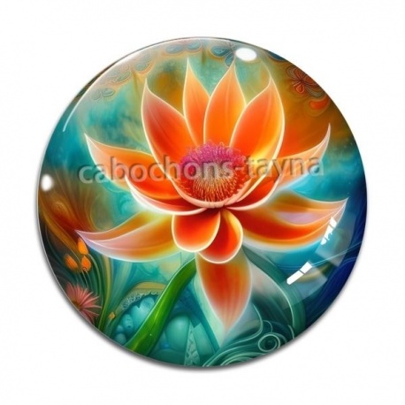 Cabochon Verre - fleur exotique