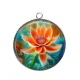 Pendentif Cabochon Argent - fleur exotique