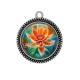 Pendentif Cabochon Argent - fleur exotique