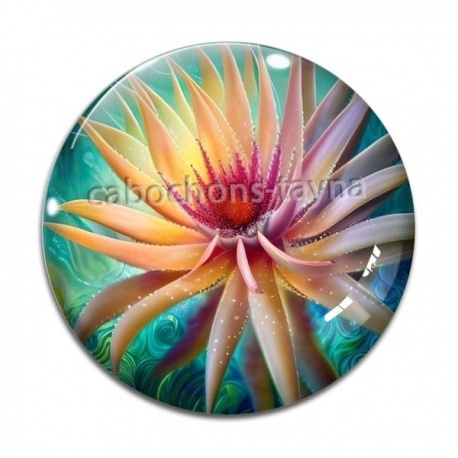Cabochon Verre - fleur exotique