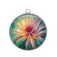 Pendentif Cabochon Argent - fleur exotique