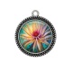 Pendentif Cabochon Argent - fleur exotique