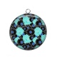 Pendentif Cabochon Argent - coquelicot