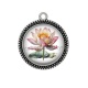 Pendentif Cabochon Argent - fleur exotique