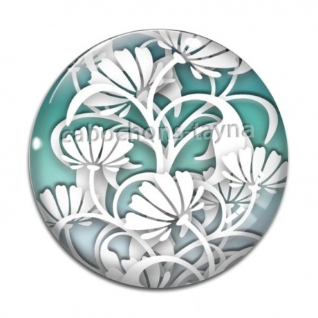 Cabochon Verre - fleur exotique