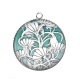 Pendentif Cabochon Argent - fleur exotique