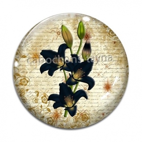 Cabochon Verre - fleur exotique