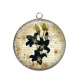 Pendentif Cabochon Argent - fleur exotique