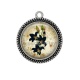 Pendentif Cabochon Argent - fleur exotique