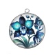 Pendentif Cabochon Argent - fleur exotique