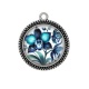 Pendentif Cabochon Argent - fleur exotique